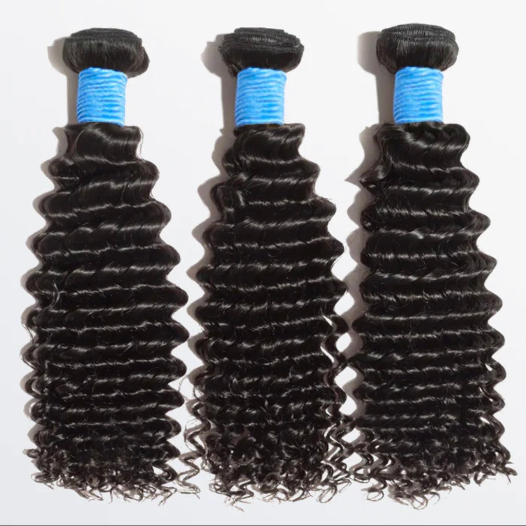 👑 Deep Curly Brazilian 100% Virgin Hair Bundles (10”–30”)