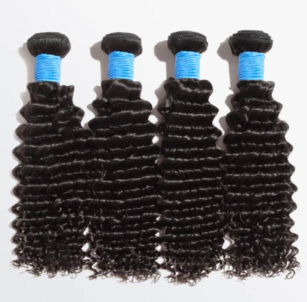 👑 Deep Curly Brazilian 100% Virgin Hair Bundles (10”–30”)