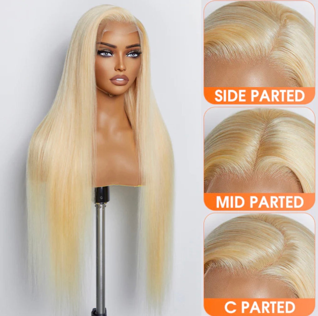 ✨ 200% Density 13x4 Pre-Plucked Lace Frontal Wig Straight #613 | Blessed Hands Hair Co.