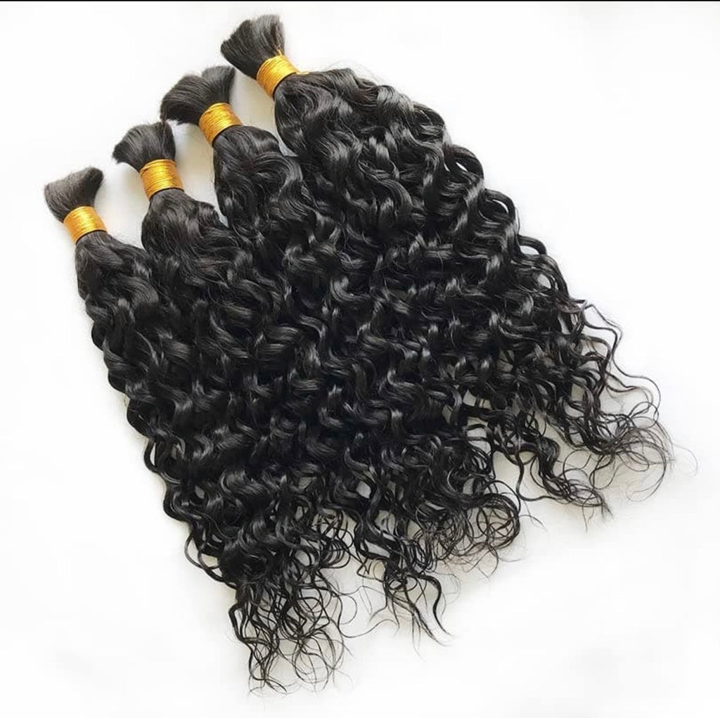 ✨ Water Wave Bulk Hair for Braiding – #1B Natural Black