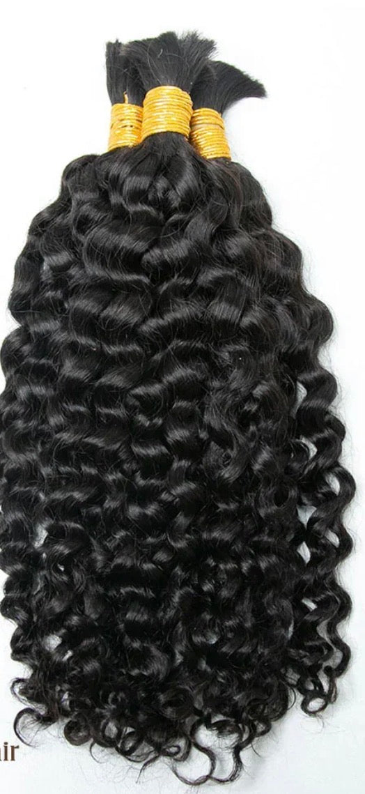 ✨ Water Wave Bulk Hair for Braiding – #1B Natural Black