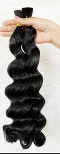✨ Loose Wave Bulk Hair for Braiding – #1B Natural Black