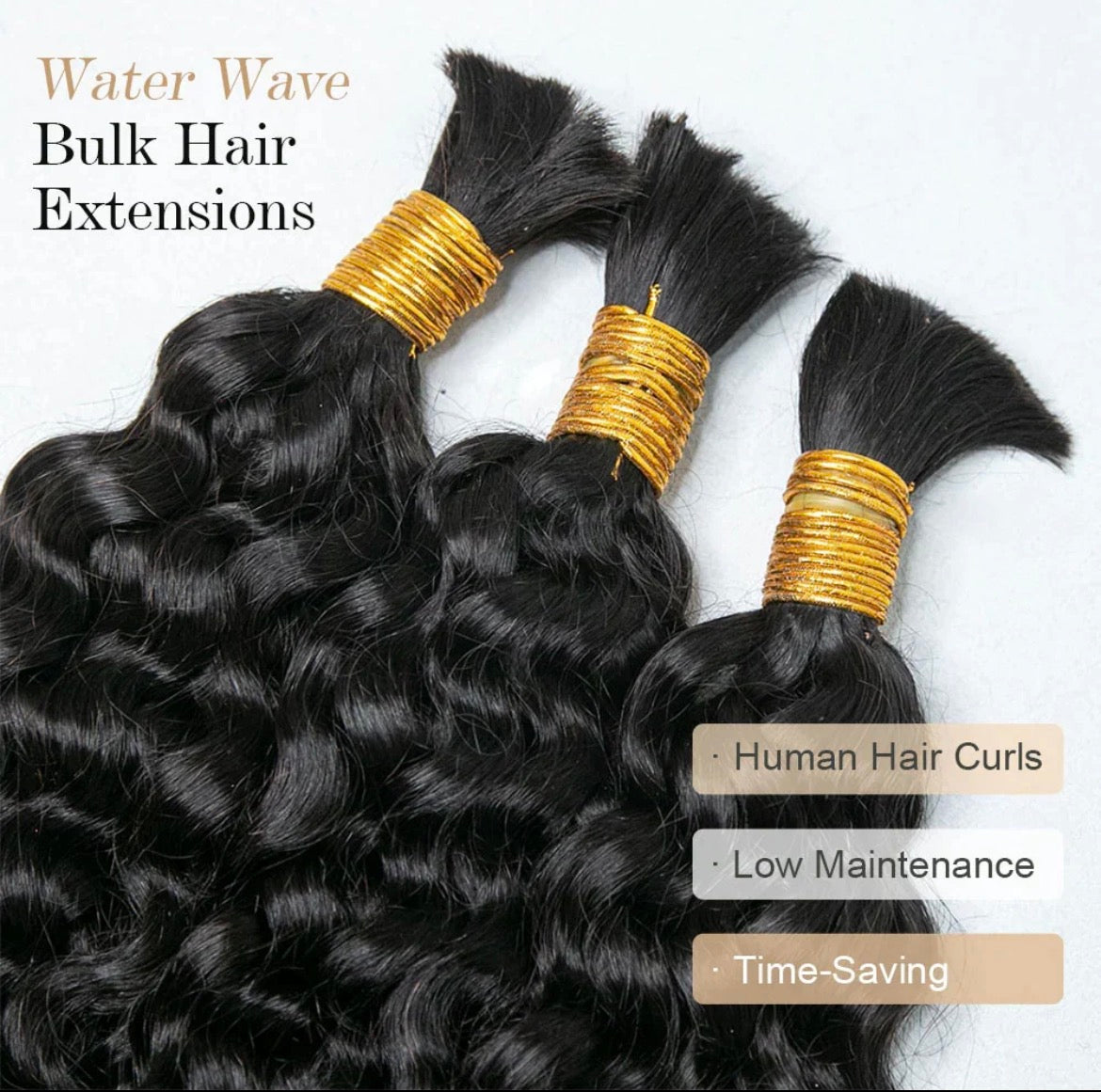 ✨ Water Wave Bulk Hair for Braiding – #1B Natural Black